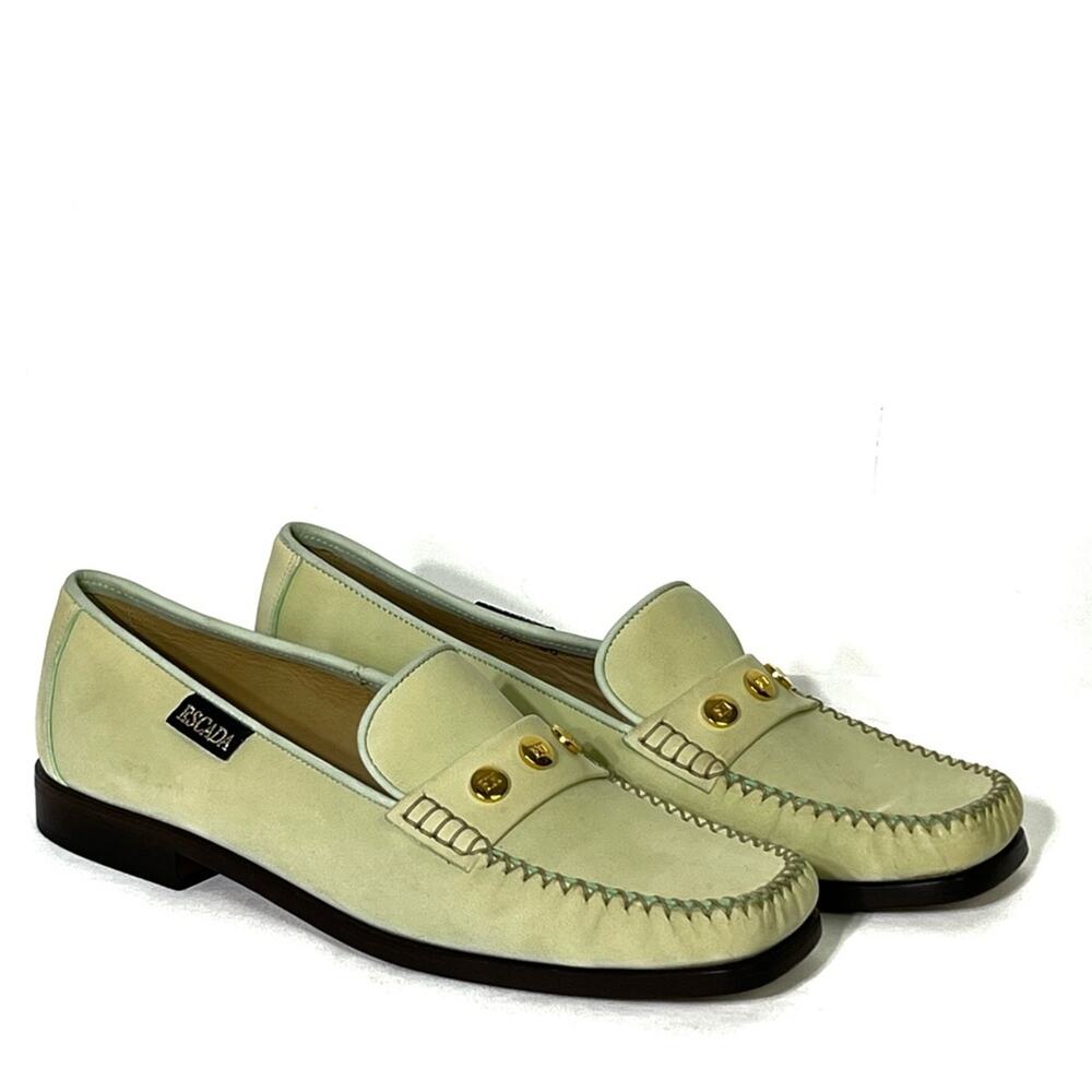 ESCADA Genuine Leather Hand Sewn Moccasin Loafers Size 7.5
